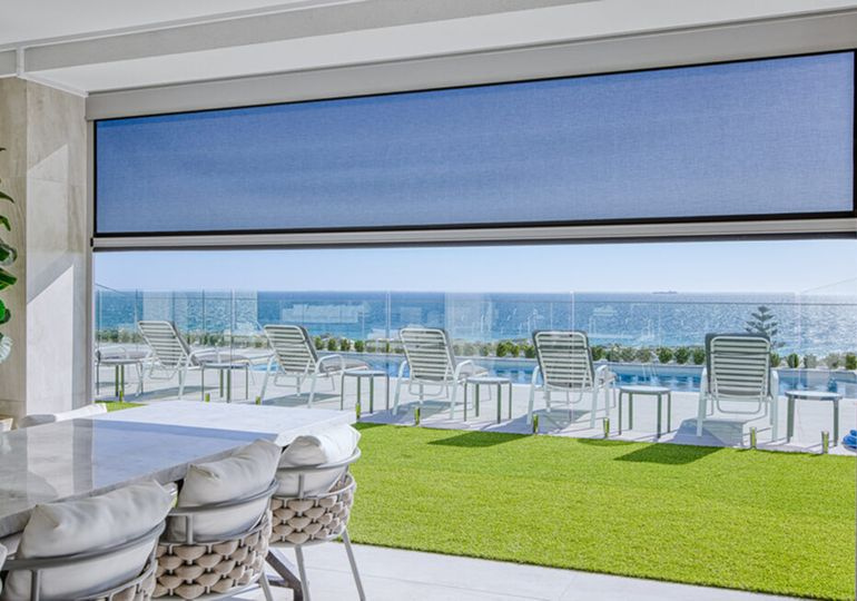 Outdoor blinds installed on a Perth alfresco